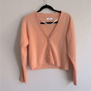 Nadaam Women's Peach button front cashmere Cardigan Sweater